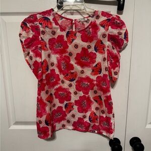 TCEC Red and Pink Floral Blouse